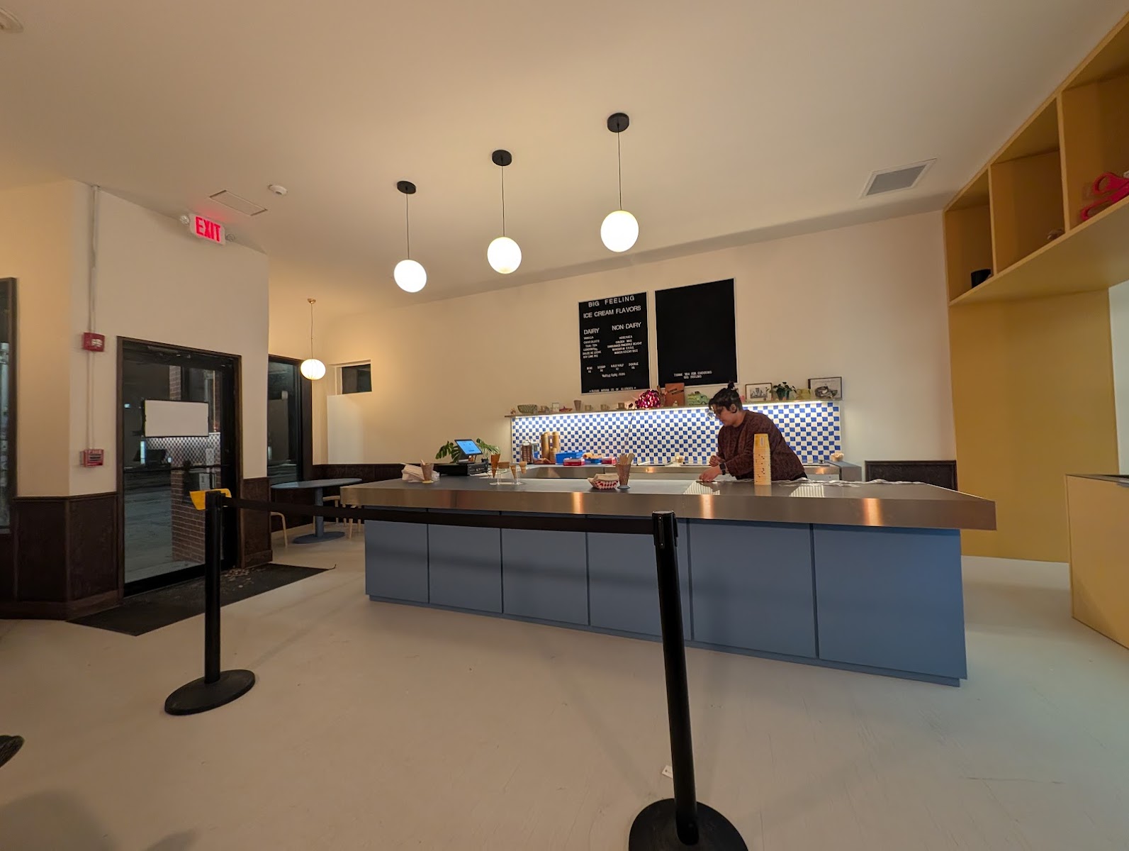 Interior view with globe lights