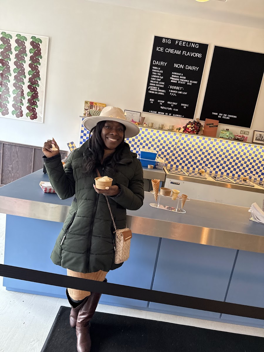 Happy customer with ice cream